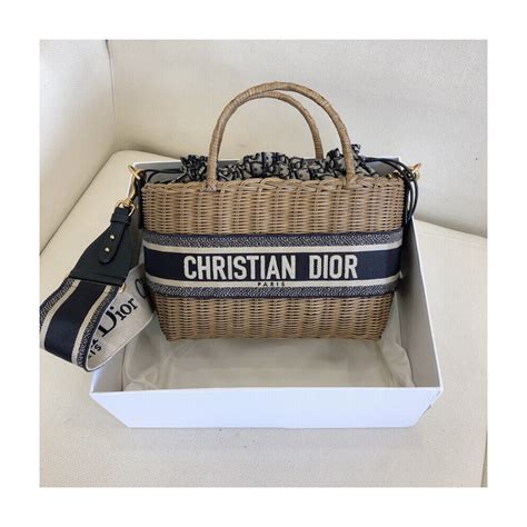 navy blue christian dior bag|Christian Dior wicker bag.